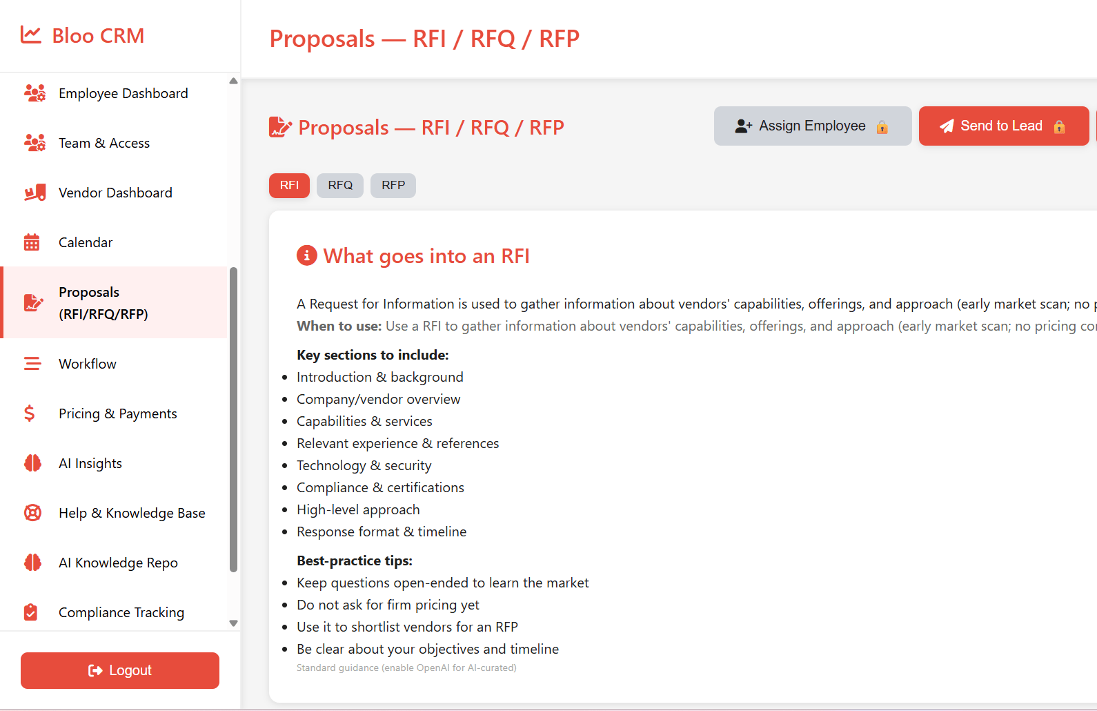 BlooCRM AI-generated proposals module